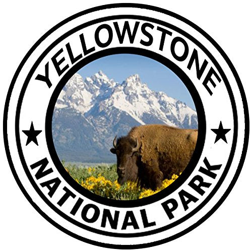 Yellowstone National Park Round Vinyl Sticker - 5-Inch Outdoor Car Decal