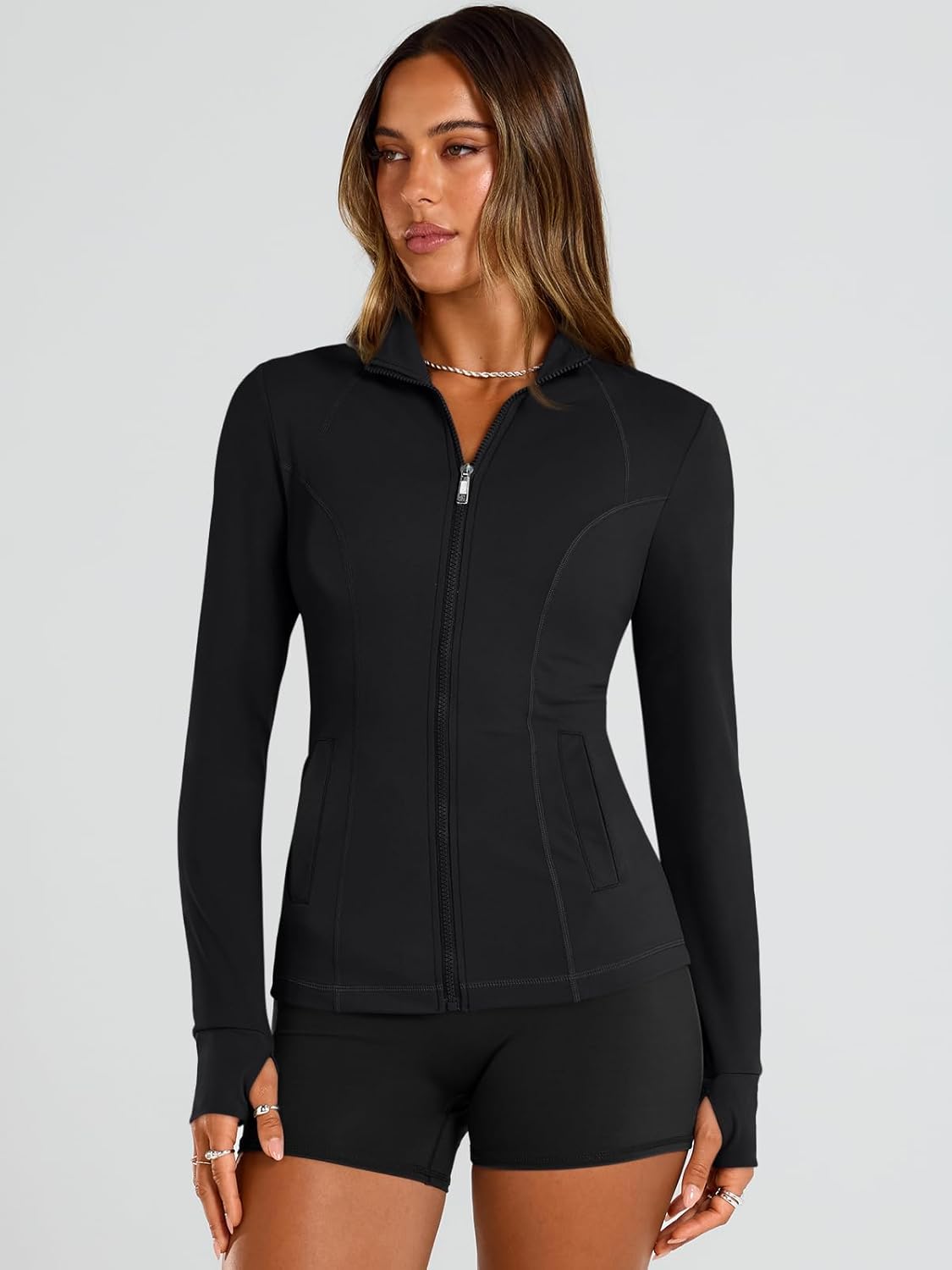 Trendy Queen Lightweight Zip-Up Jacket - Fitted Athletic Hoodie with Pocket for Spring Workouts
