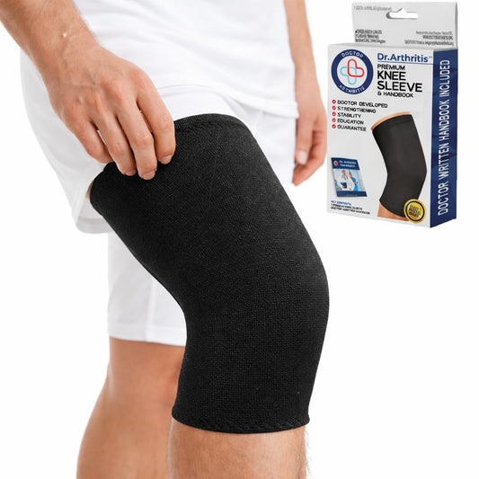 Dr. Arthritis Doctor-Developed Thick Knee Brace Support, Secure Compression Sleeve for Joint Stability (Black, L)