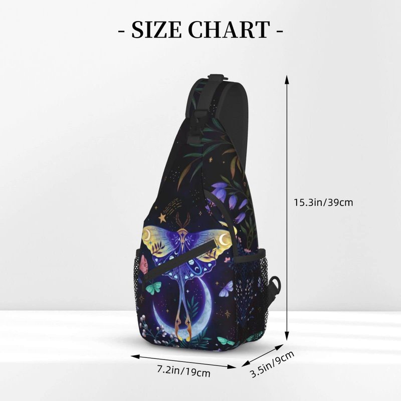 Nmbvcxz Moon-Moth Crossbody Sling Bag for Women Men Sling Backpack Casual Travel Hiking Daypack Chest Shoulder Bag
