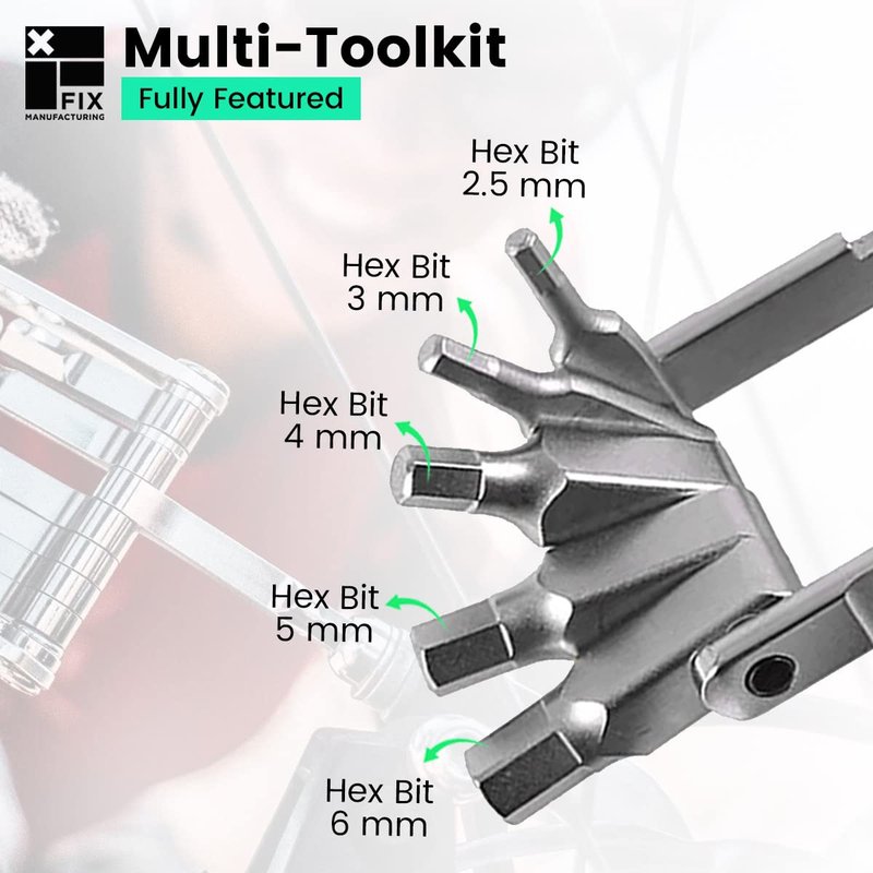 Fix Manufacturing Wheelie Wrench™ Bike Tool Compact and Portable Multi Tool for Bicycle Repair and Maintenance Perfect to fix Most Road, Mountain, and BMX Bikes