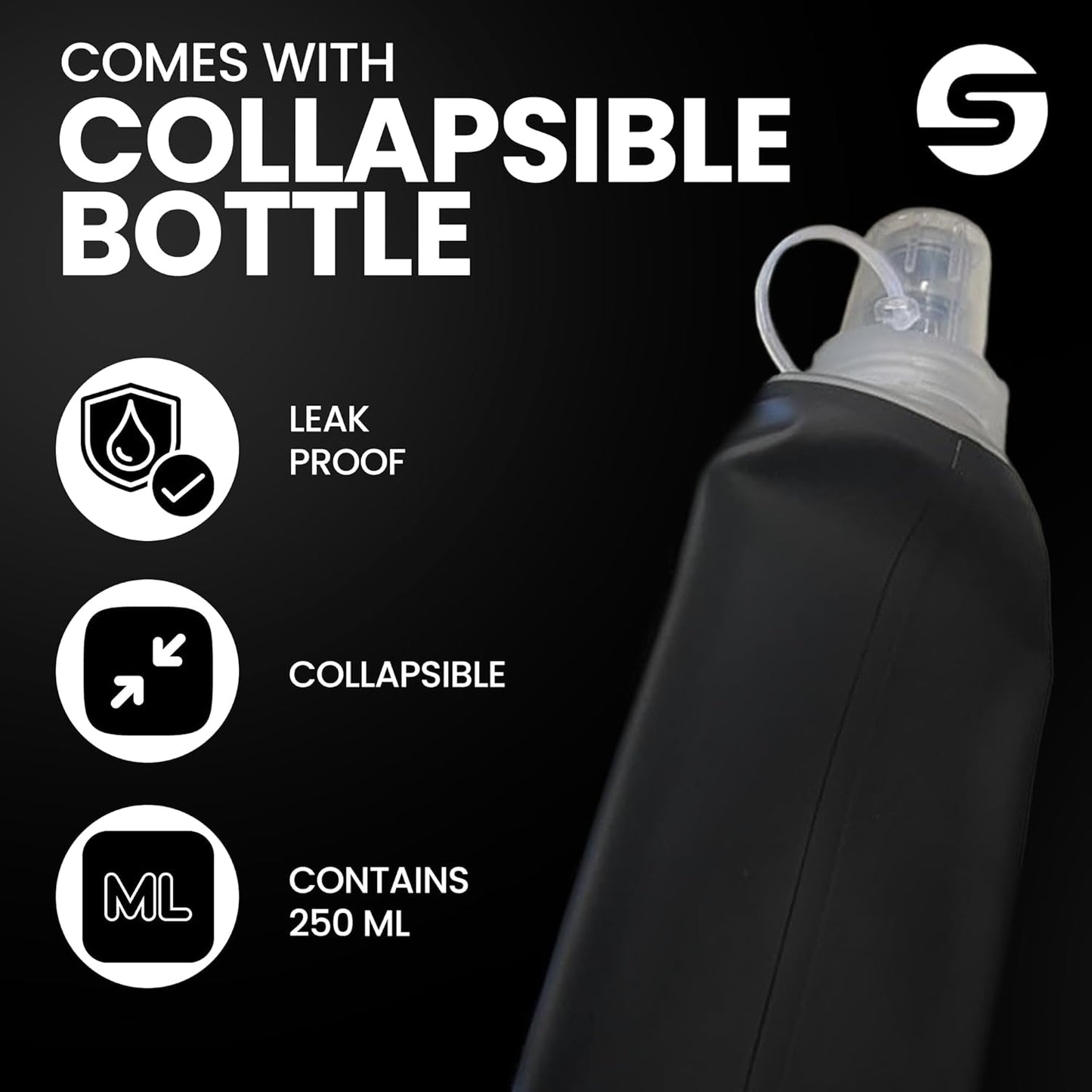 Skiennix Running Chest Pack - Water-Resistant & Adjustable with Collapsible Water Bottle | Reflective Design for Cycling & Hiking