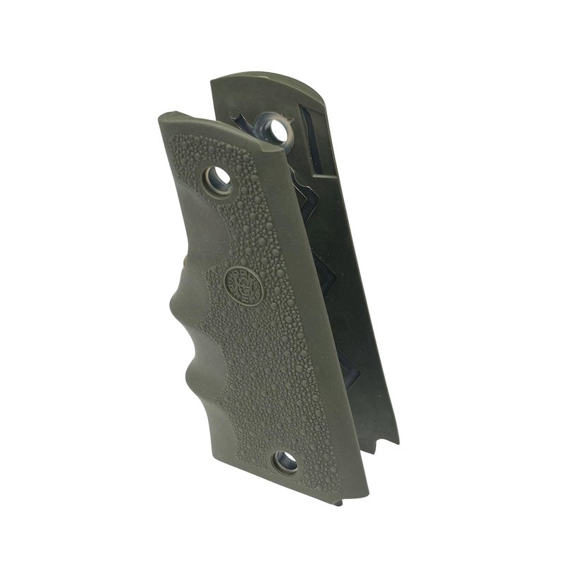 Hogue 1911 Government, Commander, & Clone Models Finger Grooves OverMolded Rubber Grip, OD Green - 45001