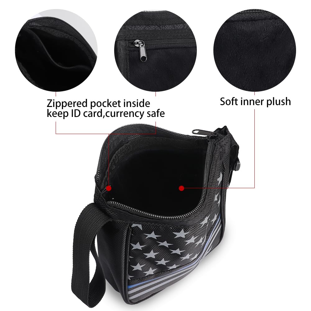 Craftsman Golf Star Stripes Black Waterproof Golf Balls Accessory Bag w/Hook and Wristlet Zipper Closure