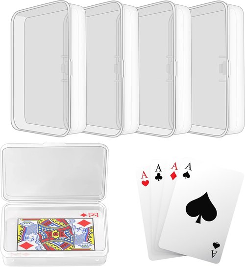 Clear Plastic Card Deck Box by [Brand Name] - 4 Pack Snaps Closed Storage for Trading & Business Cards