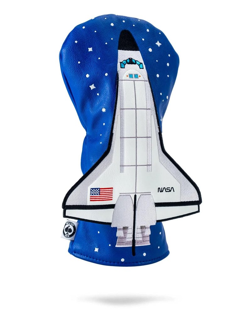 Pins & Aces NASA Head Cover - Premium, Hand-Made Leather Headcover - NASA Space Shuttle, Tour Quality Golf Club Cover - Style and Customize You Golf Bag (Driver)