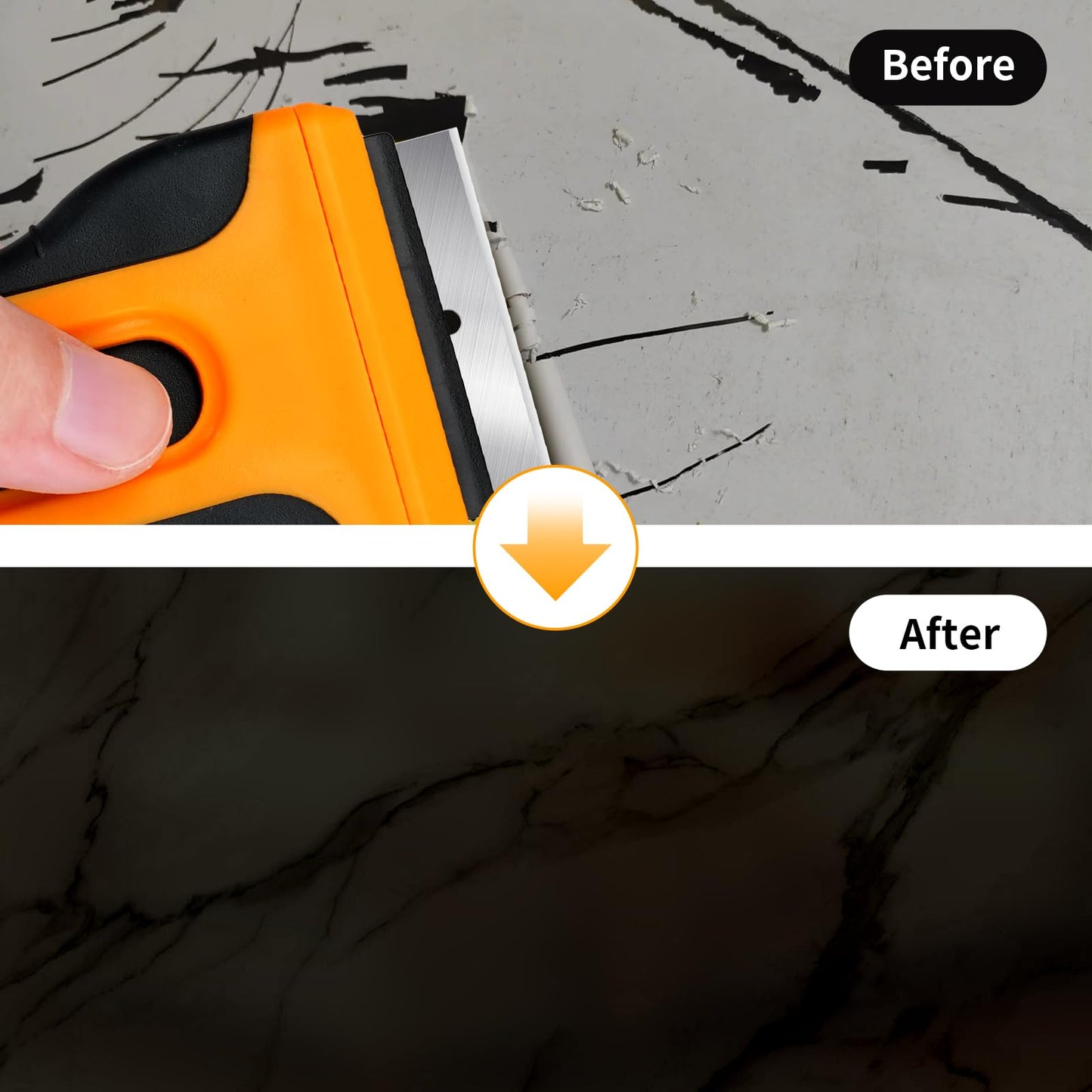 JiangCore Razor Blade Scraper Tool with 15 Extra SK5 Blades - Multi-Surface for Glass Tile Window Car Cooktops - Stainless Steel, Cleaning & Paint Removal Tool