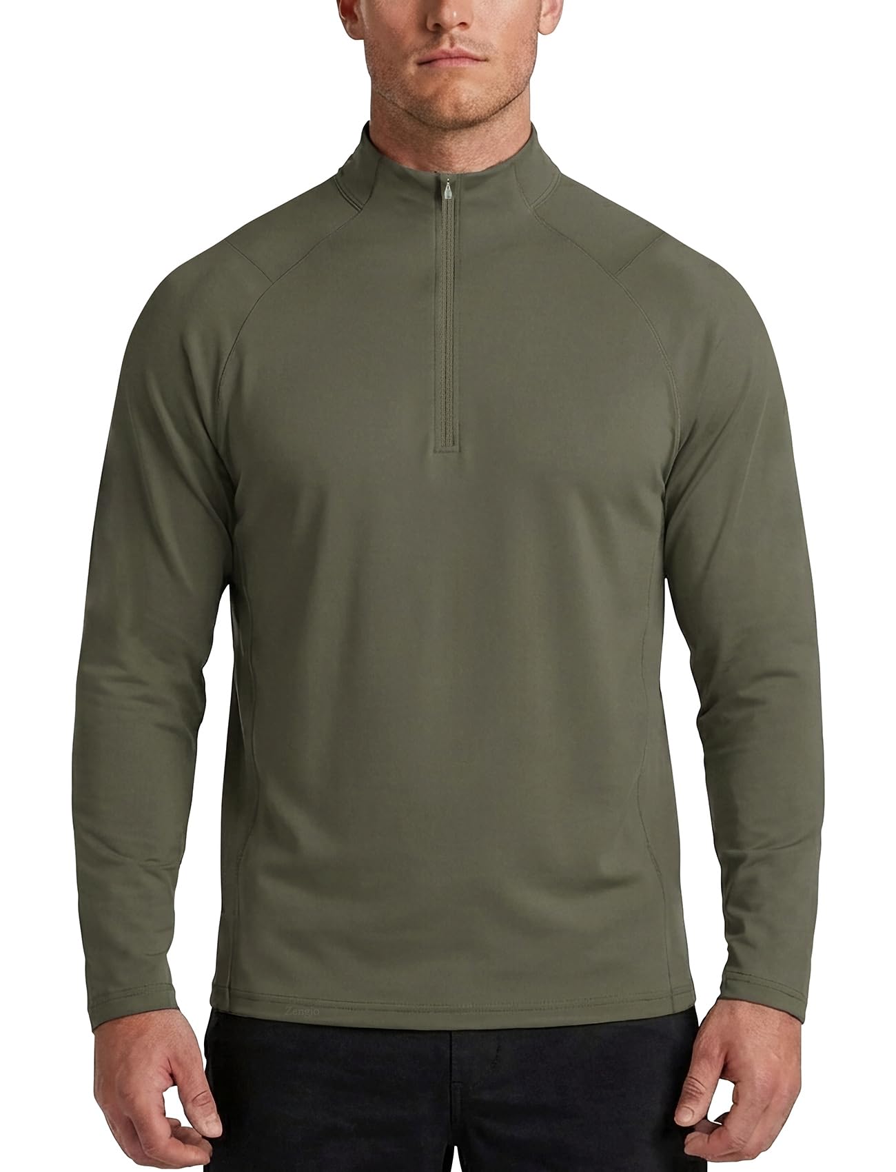 Zengjo Mens Quarter Zip Athletic Pullover Mid-Weight 1/4-Zip Running Workout Shirt Moisture Wicking