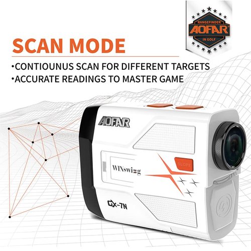 AOFAR GX-7N Golf Rangefinder Update Version with AI Technology, Continuous Scan, Slope and Angle Switch Button with Indicator, Flag-Lock with Pulse, High-Precision, Waterproof for Tournament