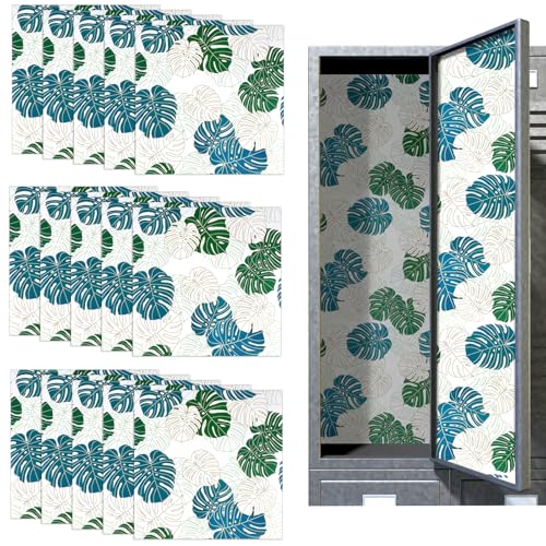 16 Pcs School Locker Magnetic Wallpaper 12" x 12" Removable Magnetic Locker Sheet Trimmable Wall Magnetic Sticker Back to School Locker Decorative Accessories for Girls, Students (Green Leaves)
