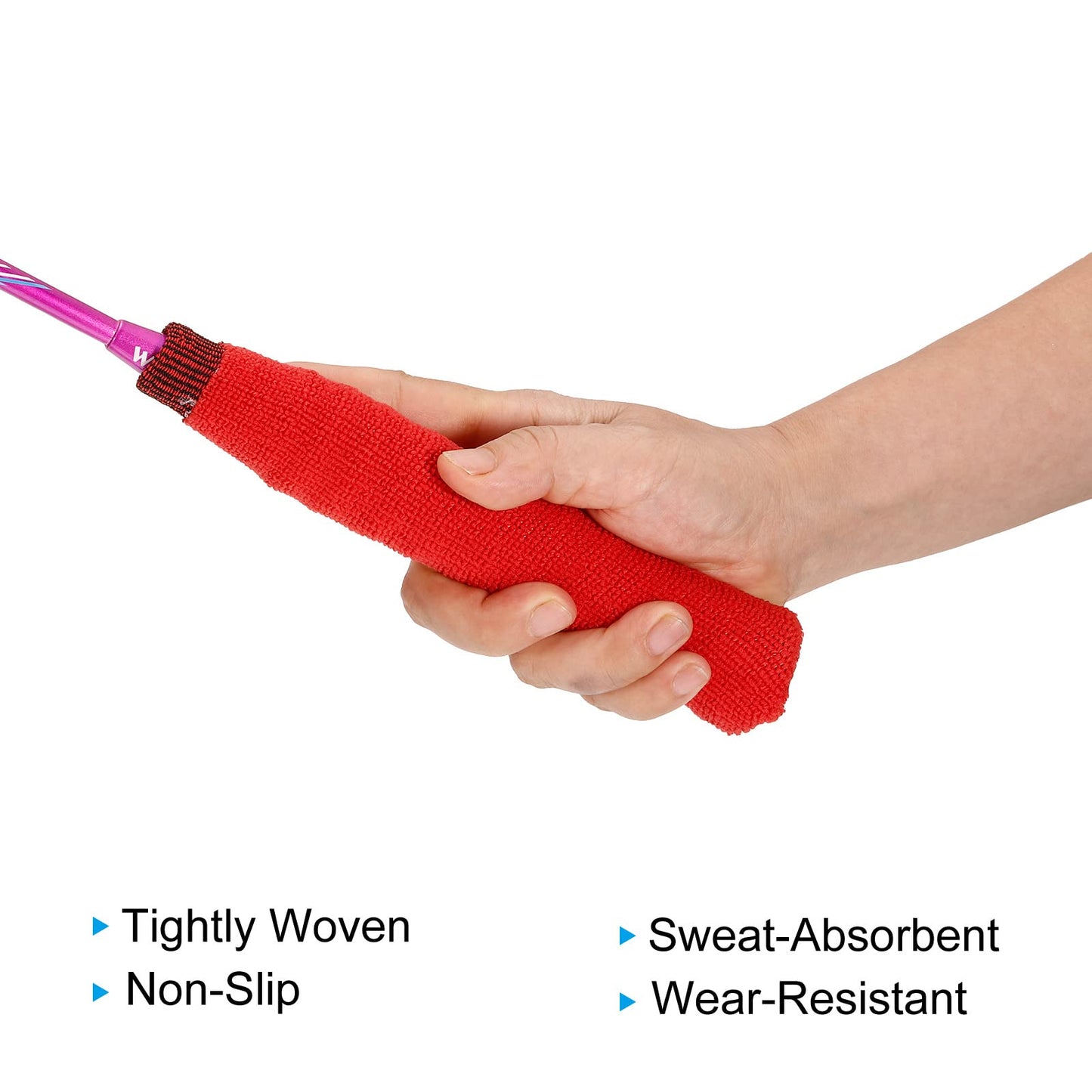 PATIKIL Cotton Feeling Badminton Towel Grip, 2 Pack Nylon Tennis Racket Overgrip Racquet Grip Hand Glue Anti-Skid Sweatband for Golf Bike Handle, Red