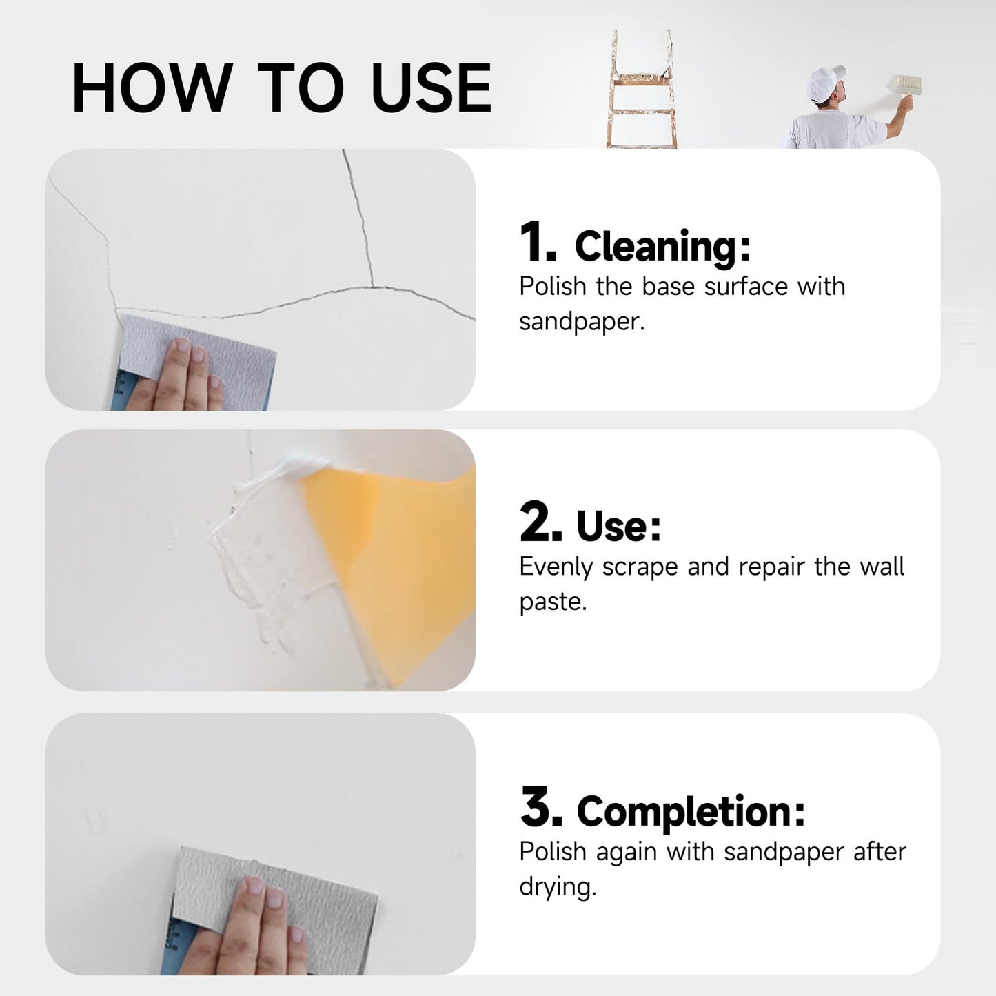 MOLLOR Drywall Repair Kit Wall Patch, 150g Spackle Wall Repair Paste with Scraper, Wall Mending Agent Quick and Easy Solution to Fill The Holes for Home Wall, White Repair Putty Plaster Dent