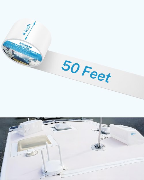 Kohree RV Sealant Tape - 4 Inch x 50 Foot Waterproof White Tape for RV, Boat & Window Repairs