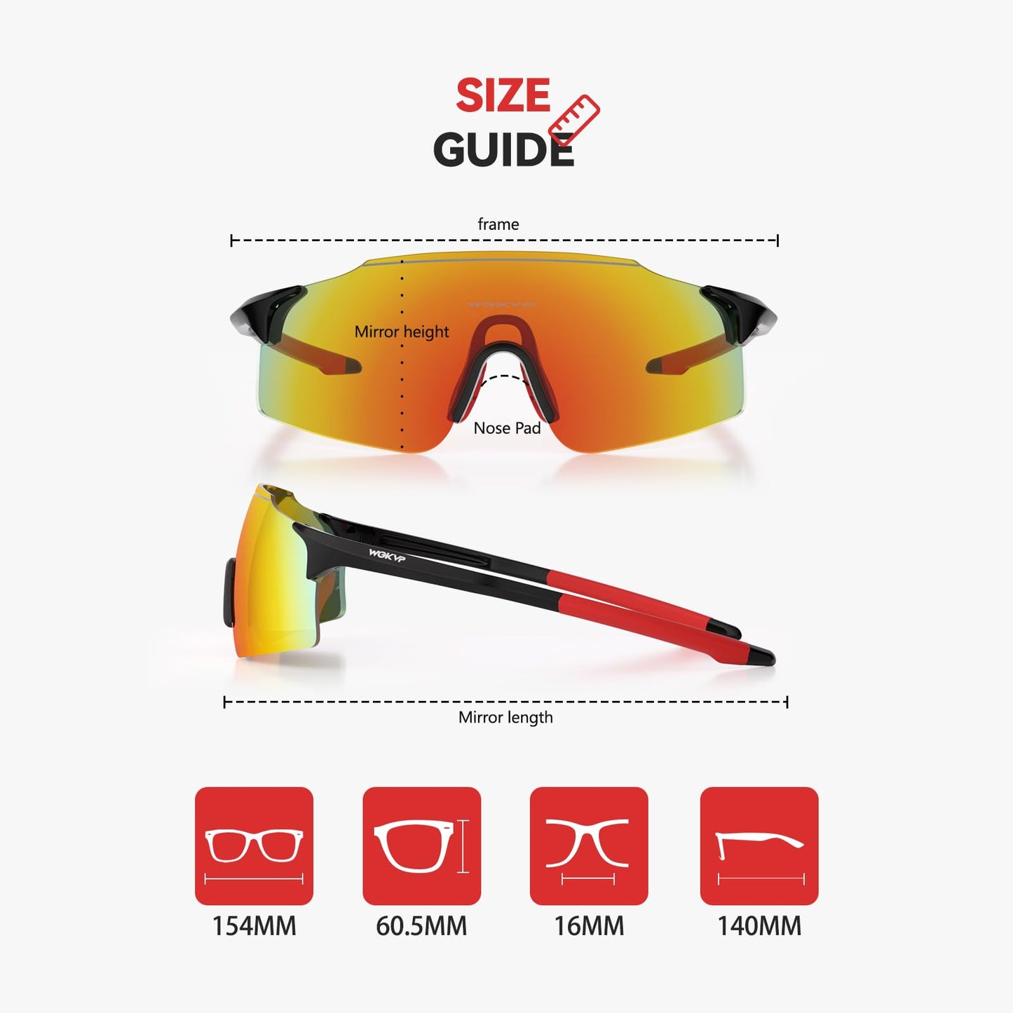 WGKVP Sports Sunglasses,UV400 Protection Cycling Glasses,Outdoor Sports Glasses For Men and Women(Orange red)
