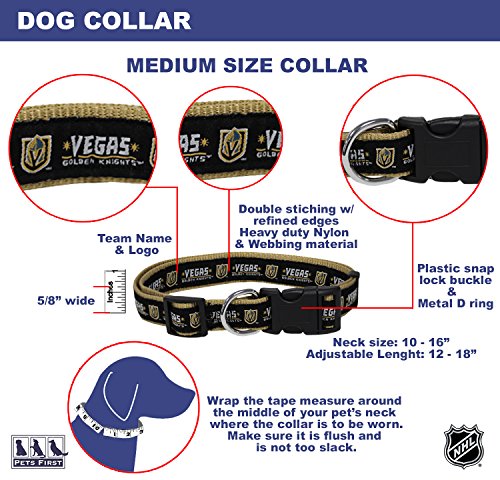 Las Vegas Golden Knights Dog Collar - Medium (12-18" L x 0.62" W)