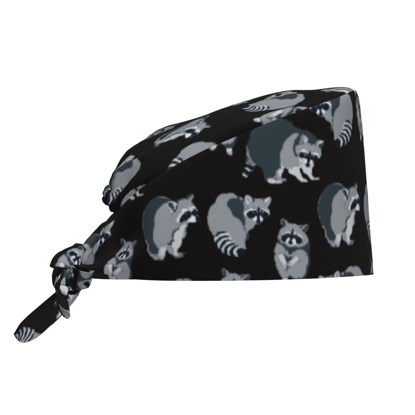 Funny Cute Racoon Raccoon Working Cap Scrub Cap with Sweatband Adjustable Unisex Women Tie Back Hat Nurse Surgical Caps