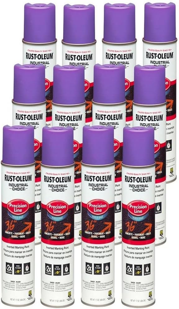 Fluorescent Orange Marking Spray Paint - Rust-Oleum 12 Pack, 17 Oz Inverted Solvent-Based