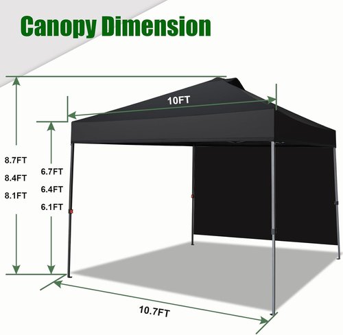 Eurmax USA Pop Up Canopy Tent - 10x10ft Portable Shelter with Removable Sidewall & 4 Sand Bags | White