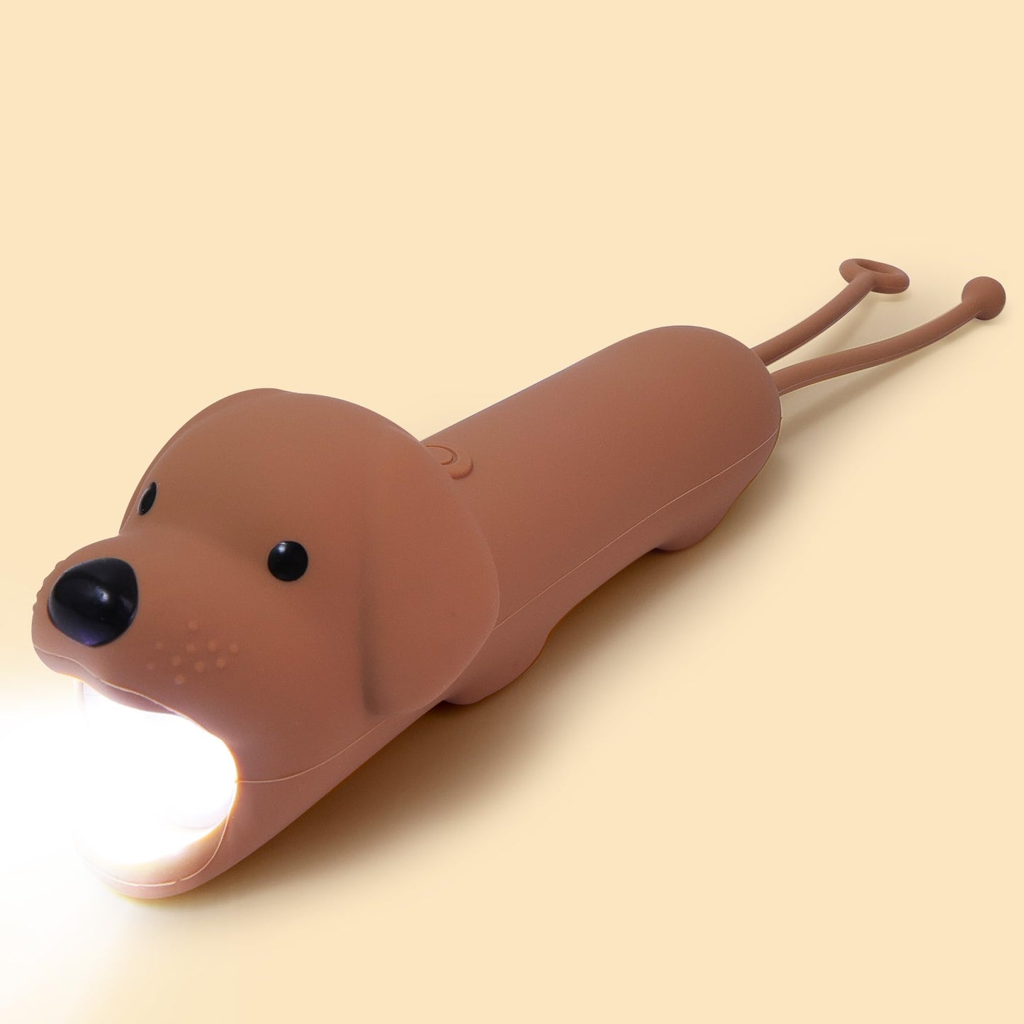 Ammonite Cute Dog Dimmable Silicone Flashlight, Portable Animal Flashlights with Hanging Strap, Compact Rechargeable Camping Light for Hiking Emergencies and Outdoor Use