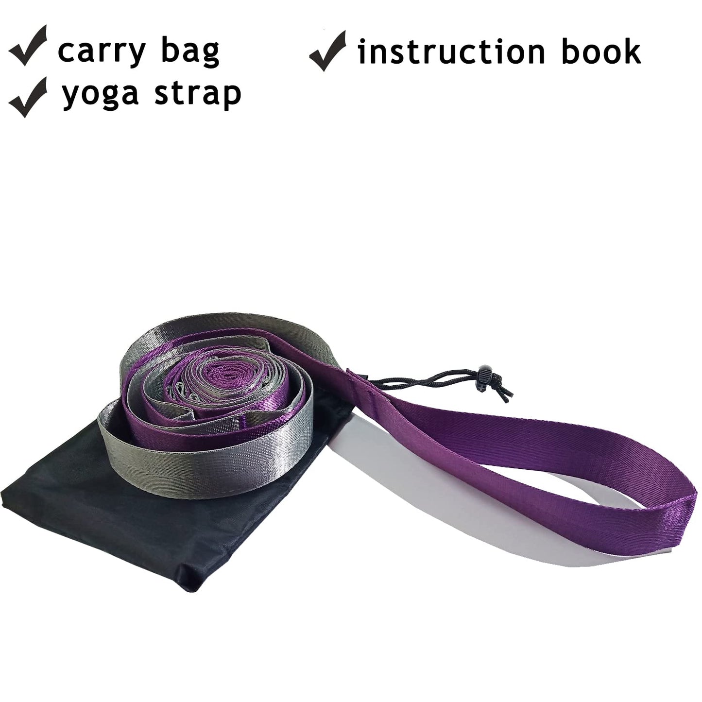 SANKUU Yoga Straps Stretching Strap with 12 Loops Workout Poster, Straps for Stretching Physical Therapy Equipment Long Stretch Out Bands for Exercise, Pilates and Gymnastics for Women Men (Purple)