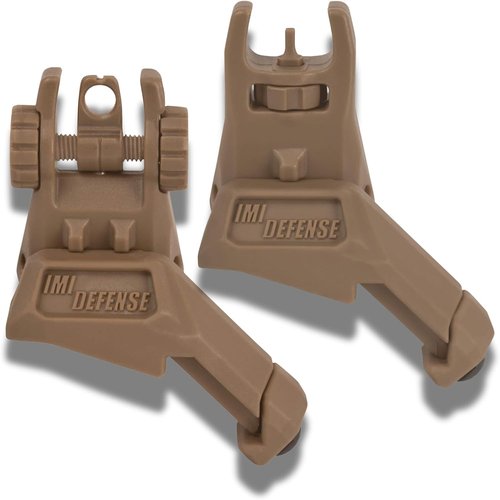 IMI Defense TFS Flip-Up Iron Sights - Polymer Backup Set with Dual Aperture & 45-Degree Offset (FDE)