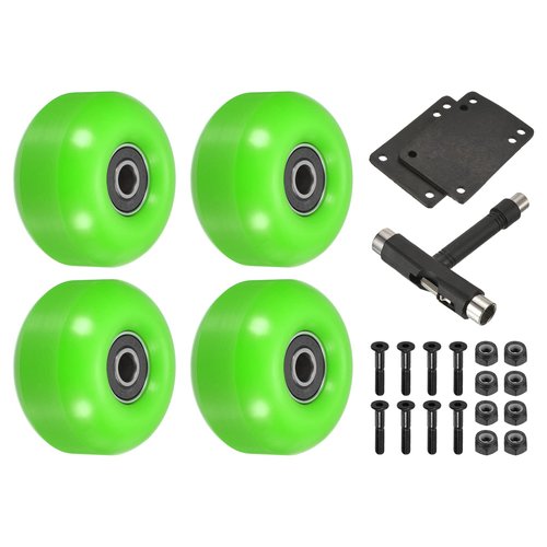 PATIKIL 52mm Skateboard Wheels and Bearings Set, 4 Pack Street Wheels for Skateboards Cruiser Wheel Replacement 95A, Green Black