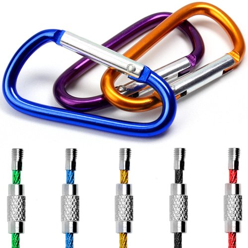 10 Pack Aluminum D-Ring Carabiners, YuCool D Shape Keychain Clips Hook Spring-Loaded for Camping Hiking Fishing, Locking Carabiner,Caribiniers 10 Key Rings - Multi-Color