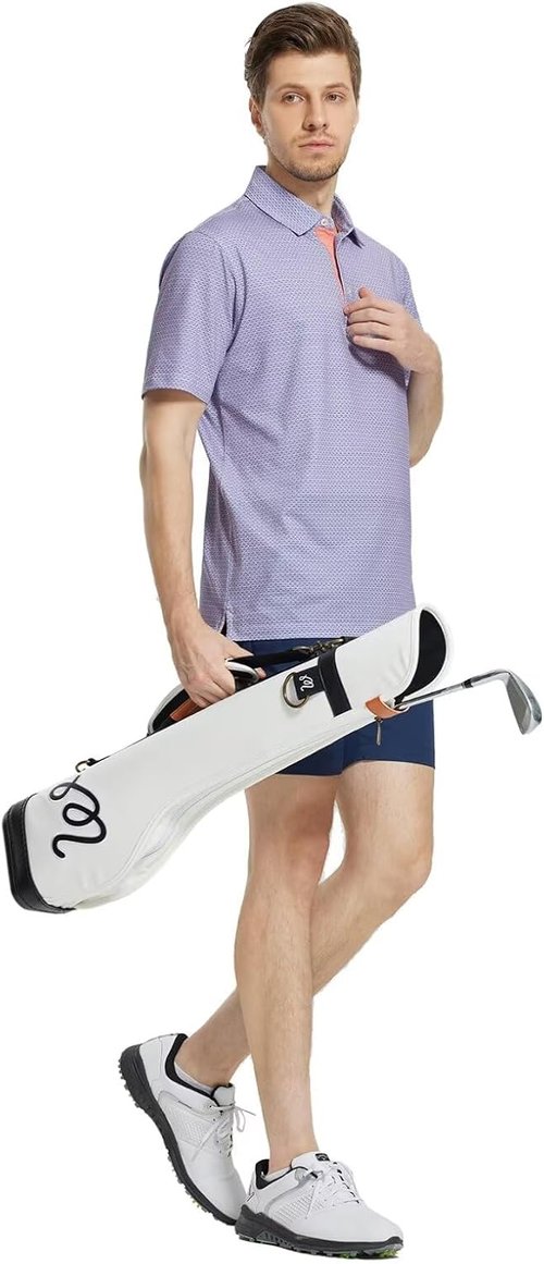 M MAELREG Men's Golf Polo Shirt - Short Sleeve, Moisture-Wicking, Performance Print Design