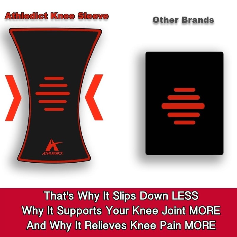 ATHLEDICT Knee Brace Compression Sleeve with Strap for Best Support & Pain Relief for Meniscus Tear, Arthritis, Running, Basketball, MCL, Jogging and Recovery for Men & Women (Black, Large)