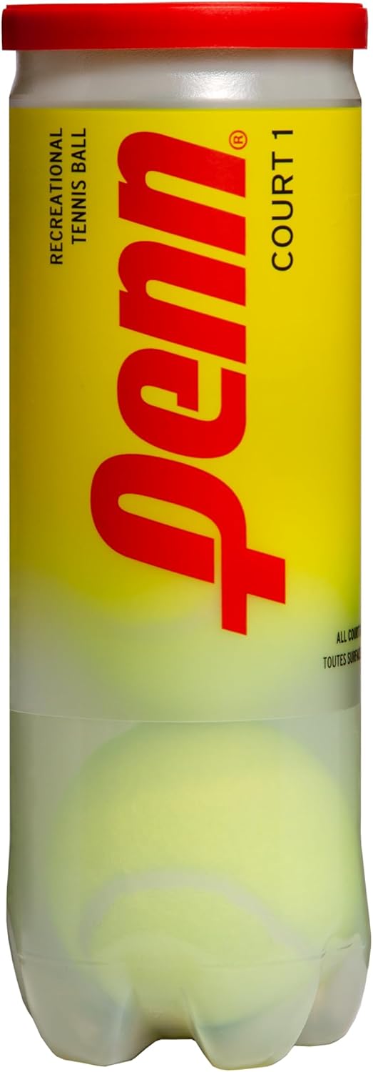 Penn Court Tennis Balls - Regular Duty Pressurized Felt - 1 Can with 3 Balls for Recreational Play