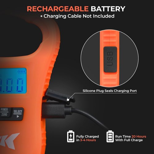 KastKing ToughTide Fishing Scale - Ultra-Thin Digital Design, 65lb Capacity, USB Charging, LCD Display