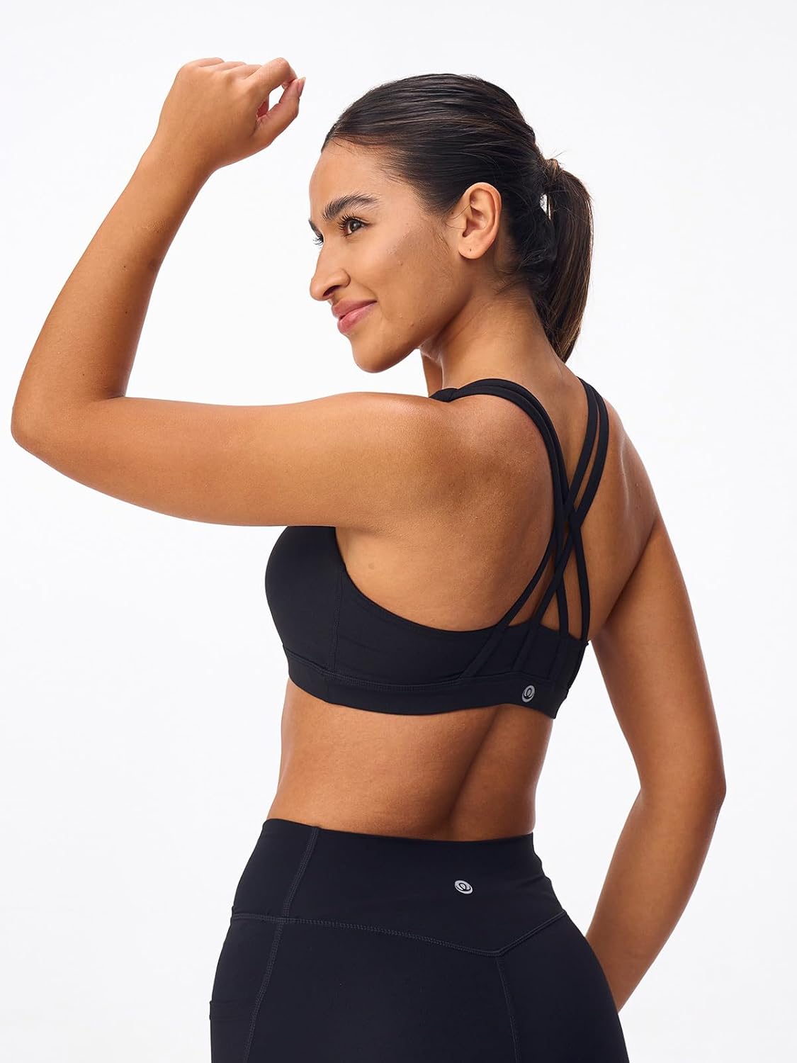 Skiennix Women's Strappy Sports Bra - Light Compression Criss Cross Back | Supportive U Neckline, Padded