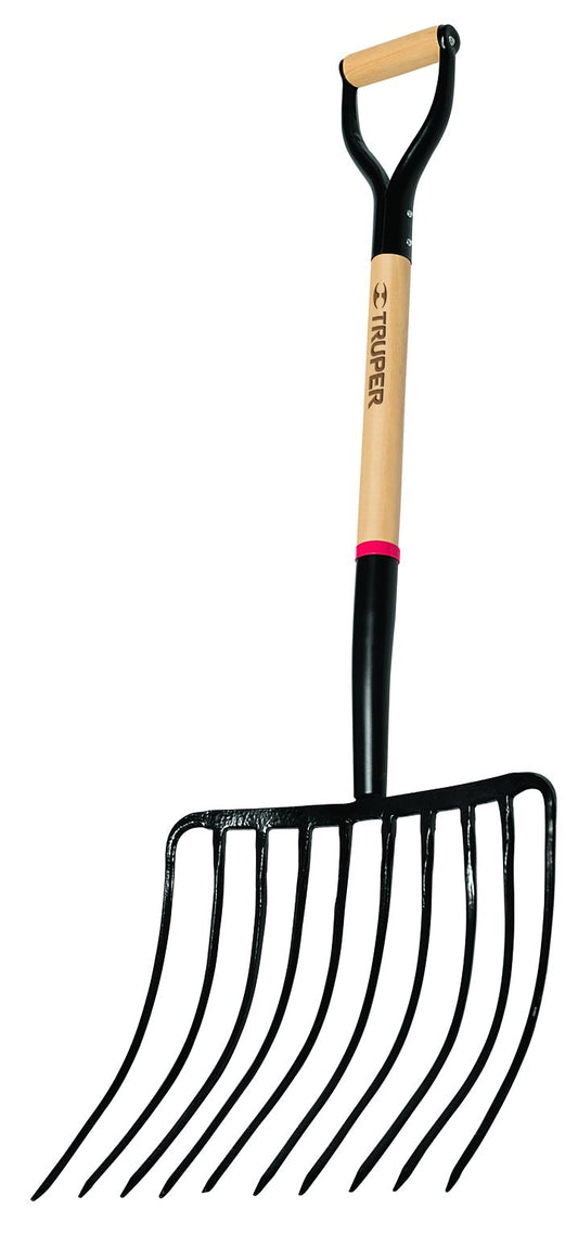Truper 33570 Tru Pro Ensilage Fork, 10-Tine Forged, Steel D-Handle, 30-Inch,Brown/A