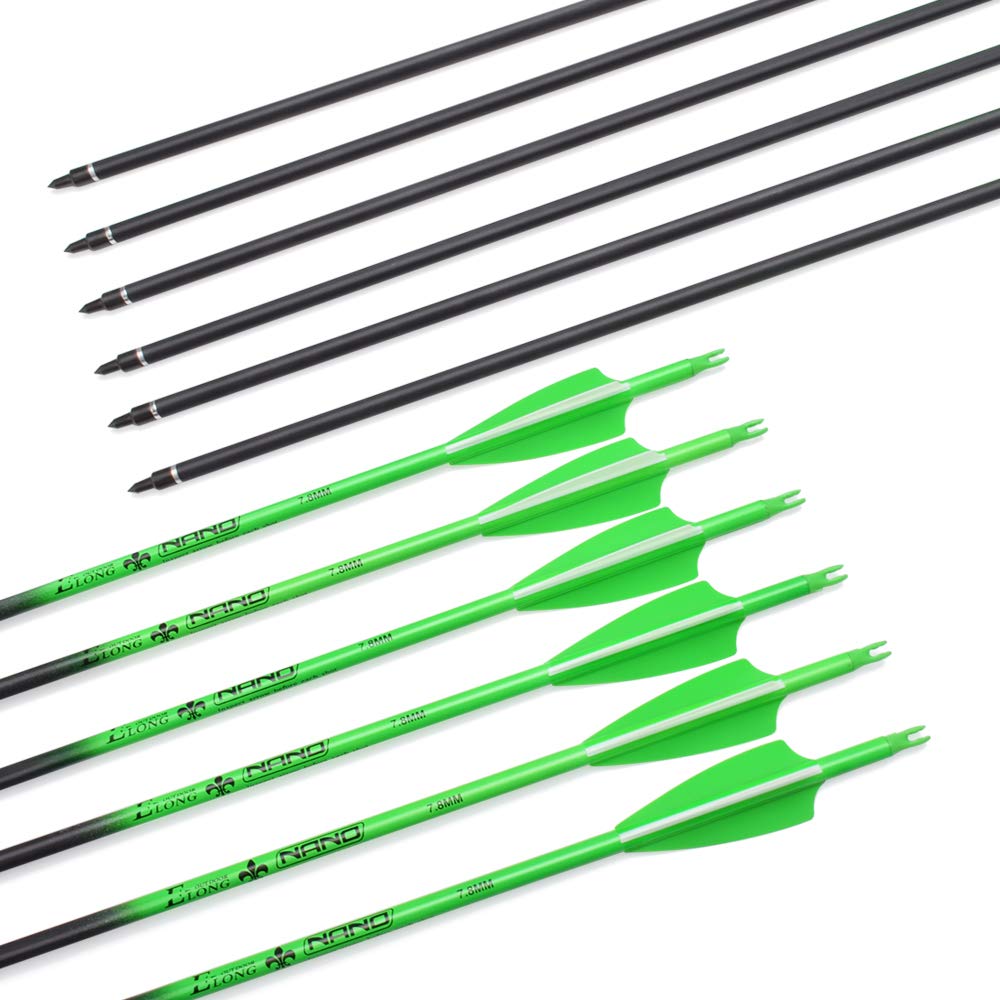 Carbon Arrow Archery 24inch Hunting Target Practice Arrows for Compound & Recurve Bow Spine 500 with Removable Tips (Pack of 12)