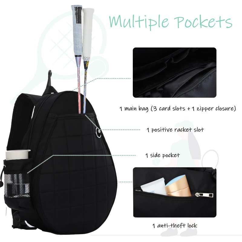 KUANG! Tennis Bag for Women Men Quilted Tennis Crossbody Backpack Sports Racket Bag Suitable for Pickleball Tennis Badminton