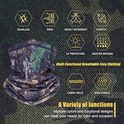 Camo Face Mask & Neck Gaiter - UV Protection & Cooling - Camo A