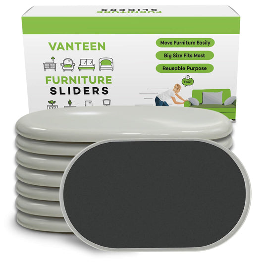 8 Pieces Furniture Sliders, 9 1/2" Sliders for Carpet Hardwood Floors Large Heavy Furniture, Reusable Heavy-Duty Gliders Movers Plastic Moving Pads Protectors (8 PCS 9 1/2" Beige)