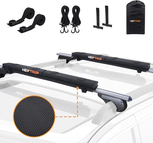 HEYTRIP Roof Rack Pads - 30" Aero Crossbar Pads for Kayak, Surfboard, SUP, Canoe | Includes 15FT Tie-Down Straps & Storage Bag