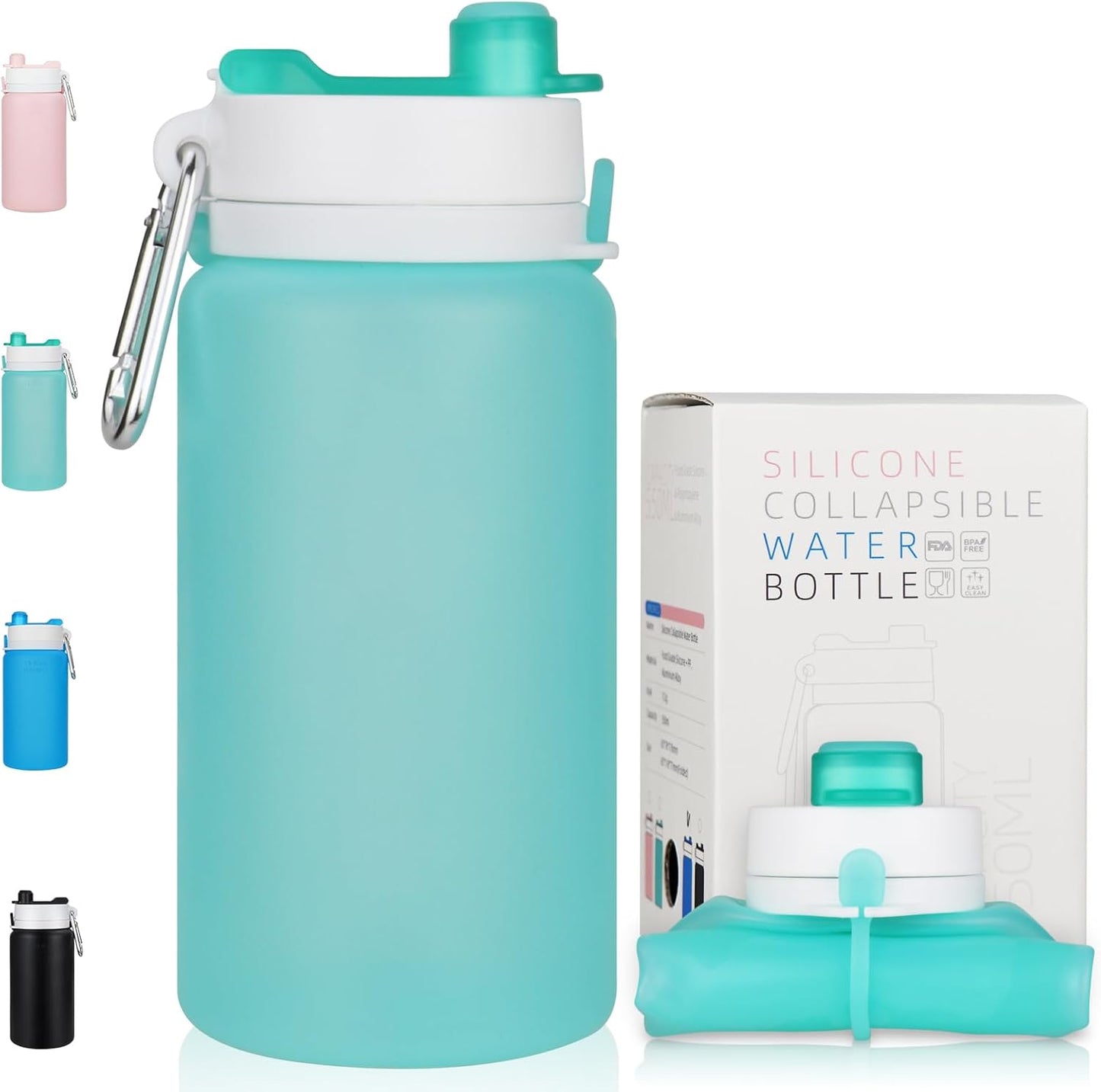 PLTCAT Collapsible Silicone Water Bottle - BPA Free, Lightweight & Leak-Proof | Ideal for Travel, Gym & Hiking