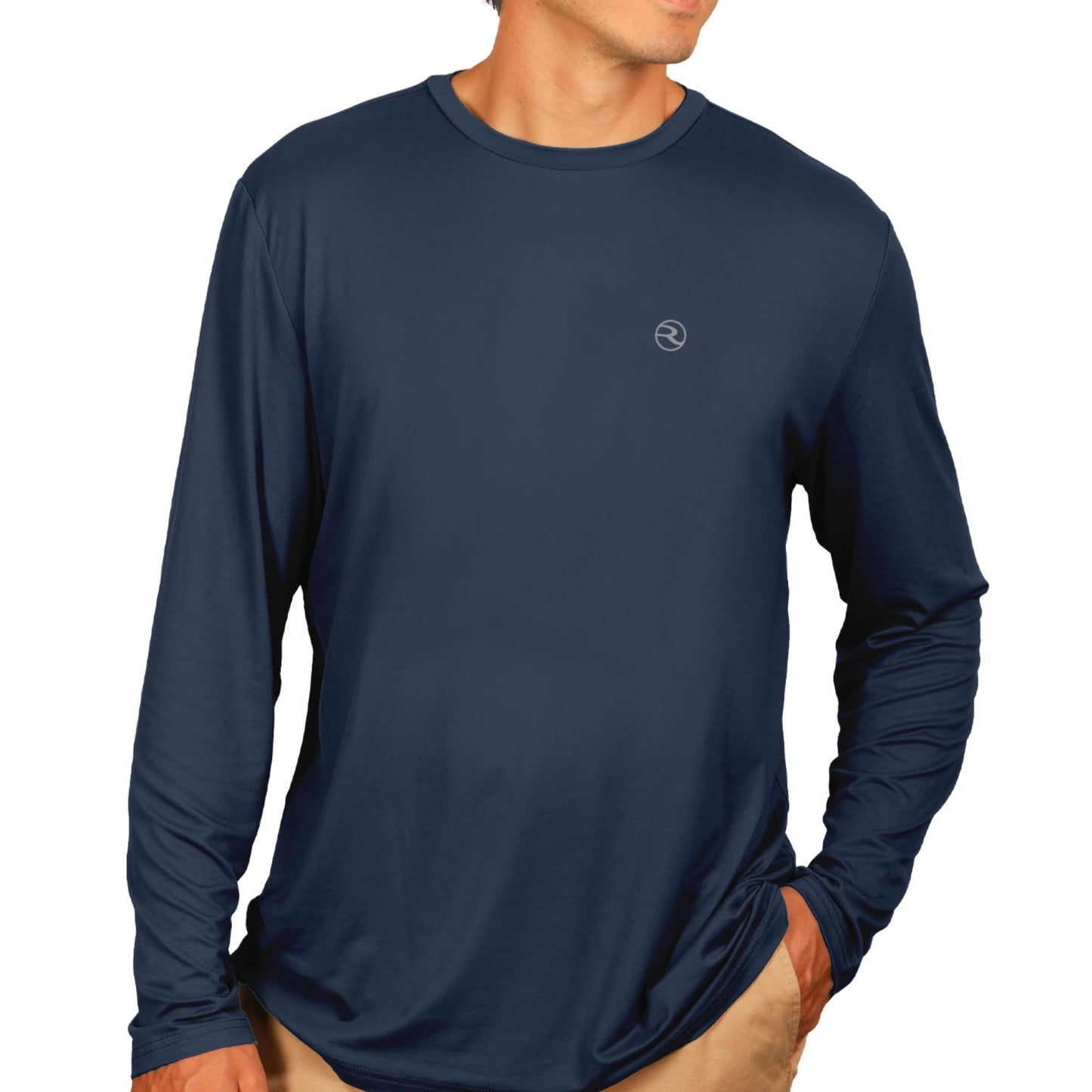 Reel Life Men's Jax Long Sleeve Shirt | UPF 50+ Sun Protection | Lightweight, Quick Dry, Breathable Top| Dark Blue, Large