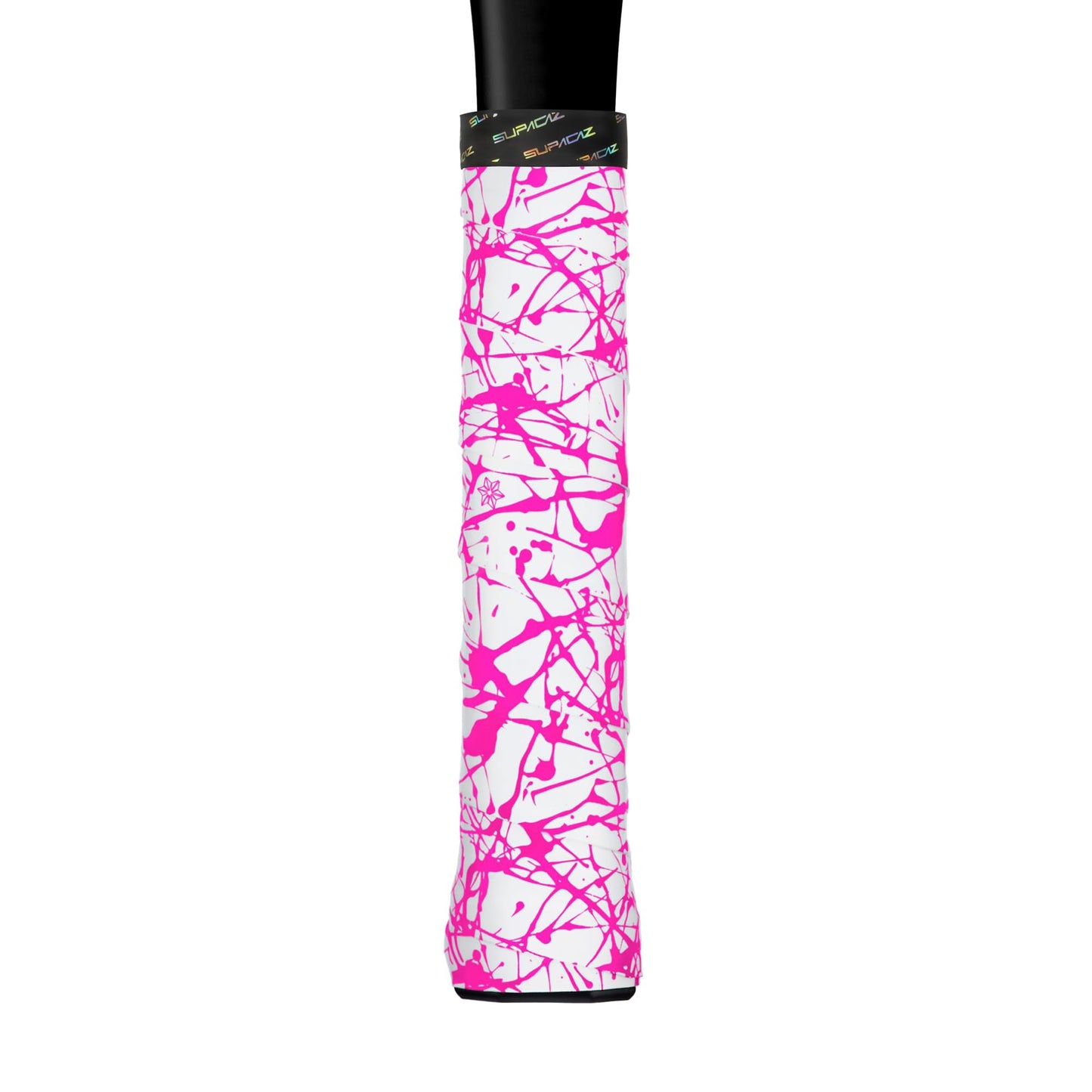 Supacaz Super Sticky Kush Neon Pink Splat Tennis Overgrip - Racket Dry Overwrap - Racquet Grip Tape - Over Grip Wrap - 3pk