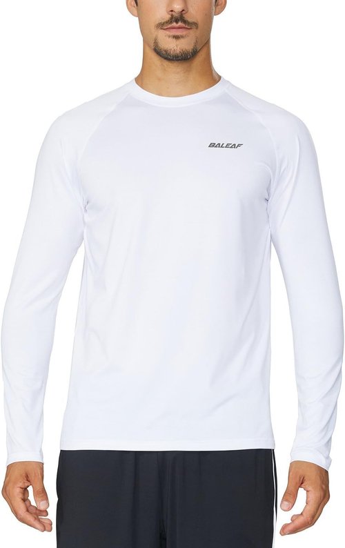 Baleaf Men's Long Sleeve Running Shirt - Quick Dry Athletic Tee for Workouts | Lightweight & Soft
