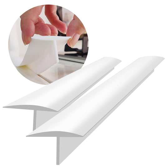 KindGa Stove Gap Covers, Silicone Counter Gap Filler for Stove, 30 Inches for 0.2-1 inch Gap,Seal Spills between Appliances Countertop Furniture Stoves Ovens(Set of 2, White)