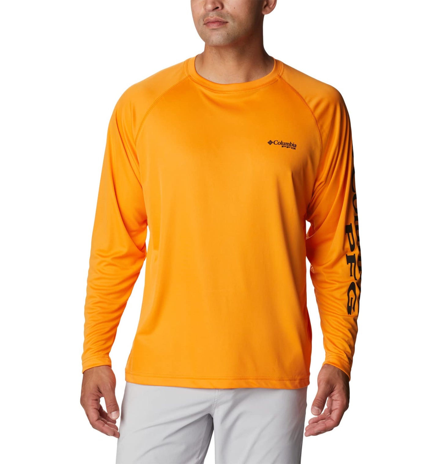 Columbia Men's Terminal Tackle Long Sleeve Shirt, Orange Blast/Black Logo, 3X Big