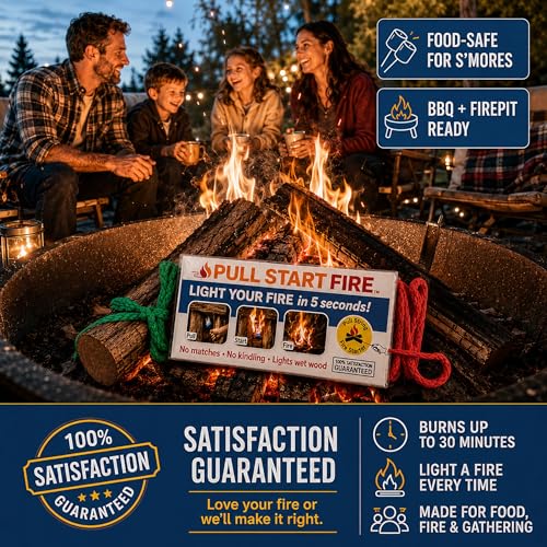 Pull Start Fire Starter 6 Pack - Waterproof Outdoor Instant Fire Igniters, No Matches Needed