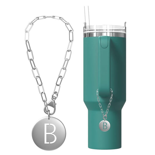 TM Novo Stanley Charms – Gold and Silver Initial Charms for 30 oz & 40 oz Tumblers, Water Bottles & Cups, Reusable Jewelry Box Included, Multi-Use Tumbler & Purse Accessories, Personalized Gift - Silver - Initial B