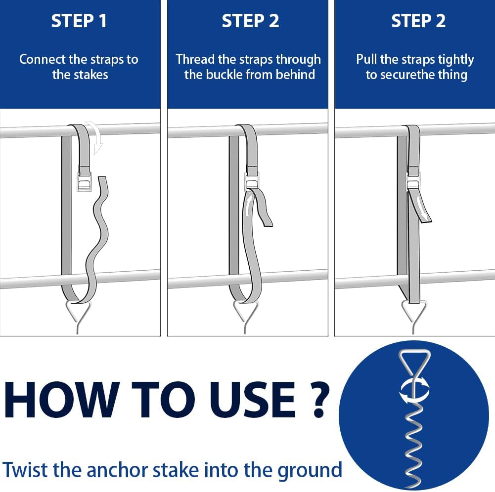 Skiennix Heavy-Duty Trampoline Anchor Stakes - Durable Steel Corkscrew Shape for Tents & Canopies