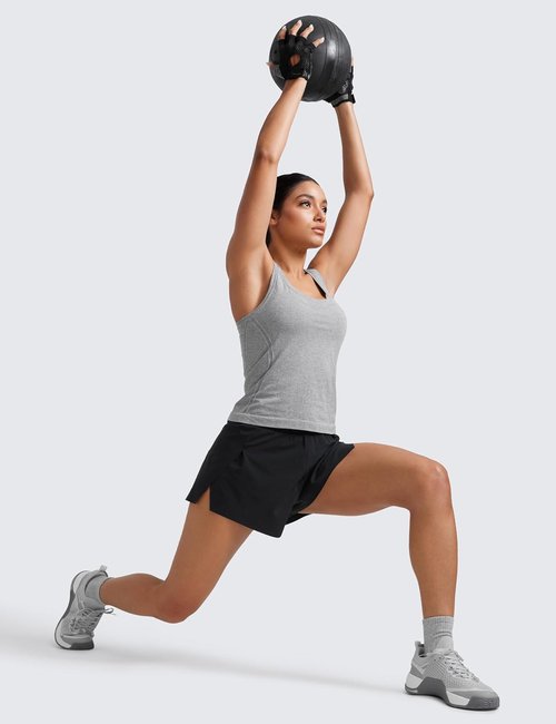 CRZ YOGA Seamless Racerback Tank Top for Women - Breathable Athletic Workout Shirt | Sleeveless Scoop Neck