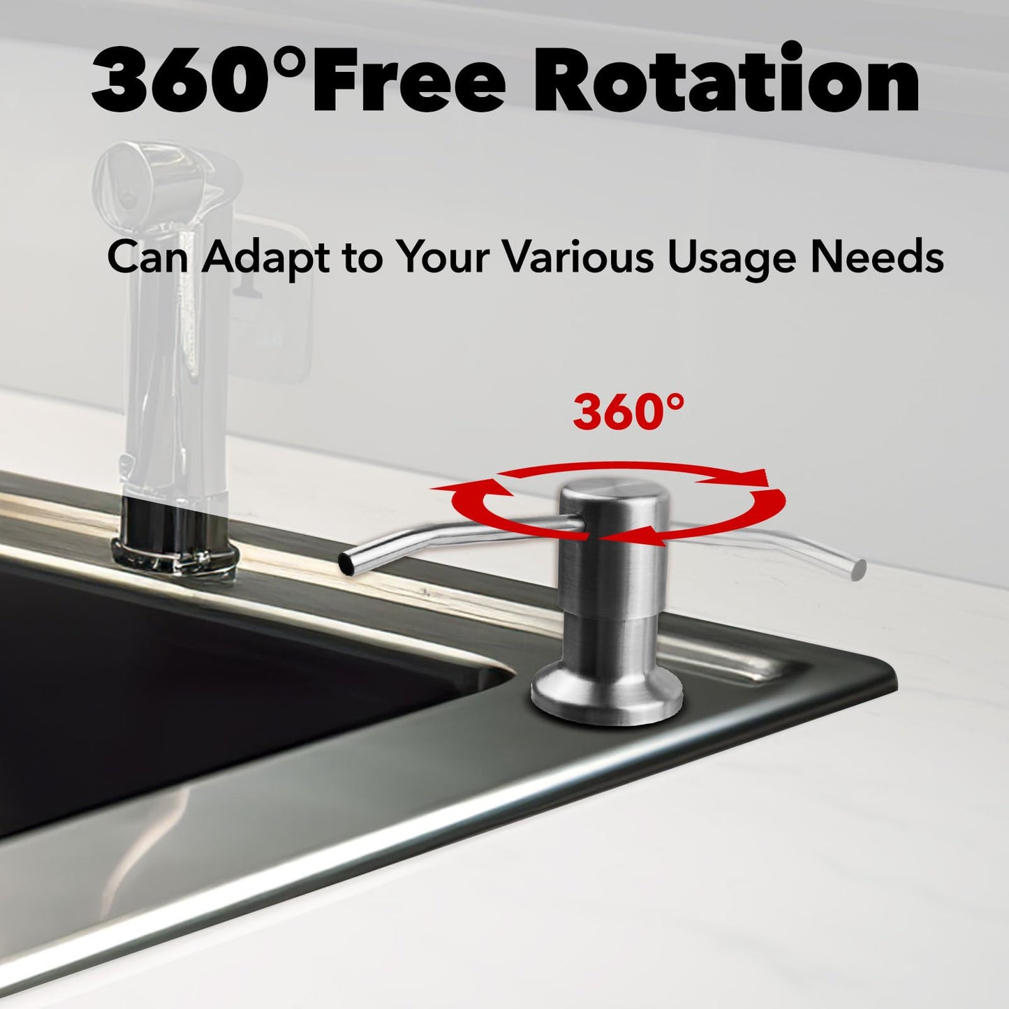 Domthent Soap Dispenser for Kitchen Sink Set,Sink Soap Dispenser Pump with 47" Soap Dispenser Extension Tube Kit,Stainless Steel Countertop Soap Dispenser for Kitchen Bathroom (Brushed Nickel)