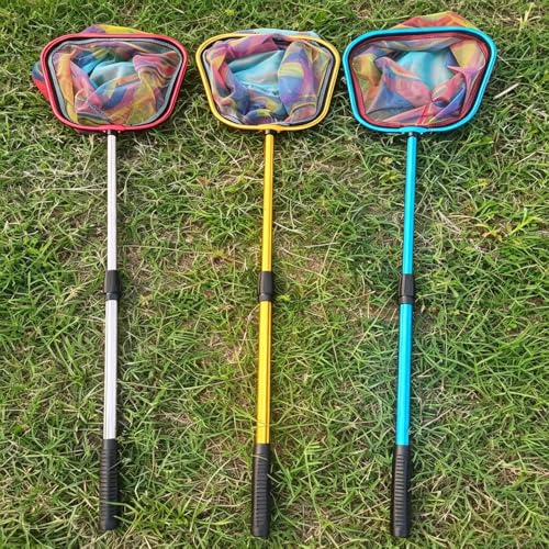 Lanboon Kids Telescopic Fishing Net 3-Pack Triangular Beach Nets with Aluminum Pole